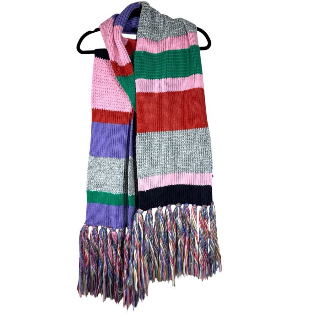 Anthropologie Pilcro Knit Oversized Scarf Multicolored Striped Rainbow Boho OS